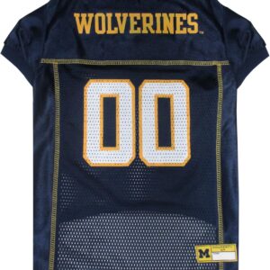 Pets First NCAA College Michigan Wolverines Mesh Jersey for DOGS & CATS, XXX-Large. Licensed Dog Jersey with your Favorite Football/Basketball College Team