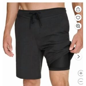 Kirkland Signature Men's Swim Shorts with Comfort Waistband and Liner | Black, Large