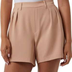 32 Degrees Cool Women's Pull On Pleated Short (US, Alpha, Large, Regular, Regular, Washed Coral (Orange))