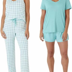 Eddie Bauer Womens 4-Piece Pajama Set Size: XL, Color: Aqua