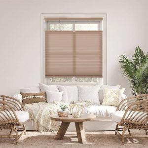DEZ FURNISHINGS Cordless 1.5" Light Filtering Top Down Bottom Up Cellular Shade, 21" W x 60" H, Latte