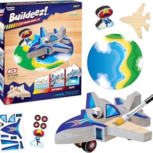 Creativity for Kids Buildeez! ​Jet Plane Ace: STEM Toys and Wood Crafts Kit for Boys