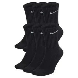 Nike Unisex Everyday Cotton Cushioned Crew Training Socks with DRI-FIT Technology, Large Black (Pack of 6 Pairs)