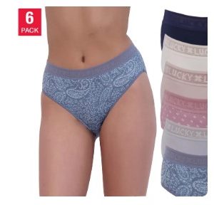 Lucky Brand Women's 6-Pack Ultra Soft 4-Way Stretch Tag Free Panties (Blue, S)