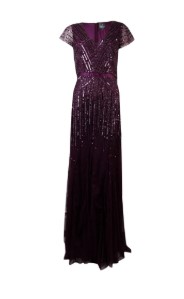 Adrianna Papell Women's Sequined V-Neck Mesh Gown